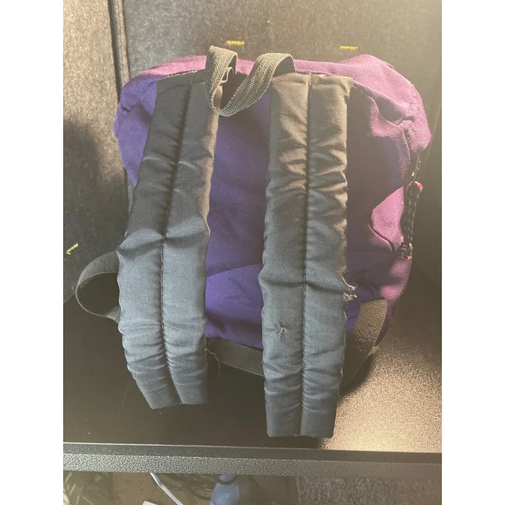 Vintage Jansport Purple Canvas Day‎ Pack Backpack Front Pocket Made in USA